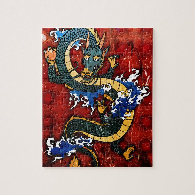 Japanischer Drache - gutes Glück Puzzle (Vertikal)