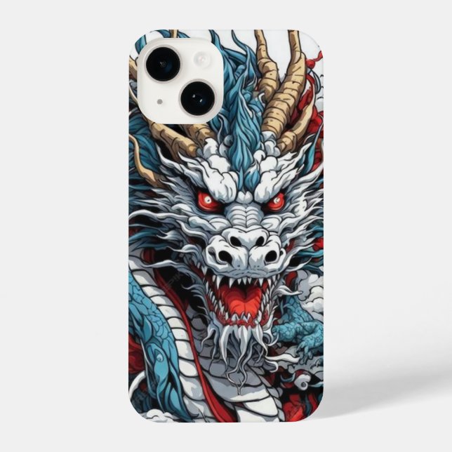 Japanischer Drache iPhone 14 Slim Fit Case, Glossy Hülle (Rückseite)