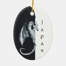 Japanischer Drache Japan Schwarz, weiße Weihnachte Keramik Ornament
