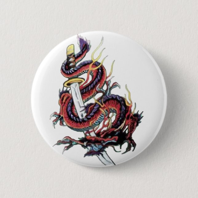 Japanischer Drache Katana Suis Riu Button (Vorderseite)