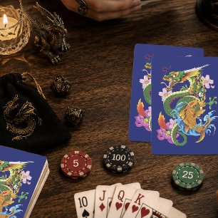 Japanischer Drache Koi Lotus Mythisch Asiatisch Bl Spielkarten