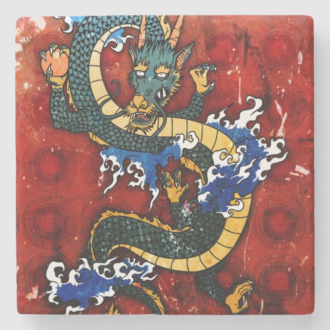 Japanischer Drache Steinuntersetzer (Vorderseite)