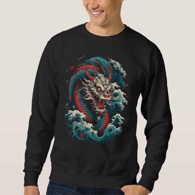 Japanischer Drache Tattoo Art Irezumi Japanischer  Sweatshirt (Vorderseite)