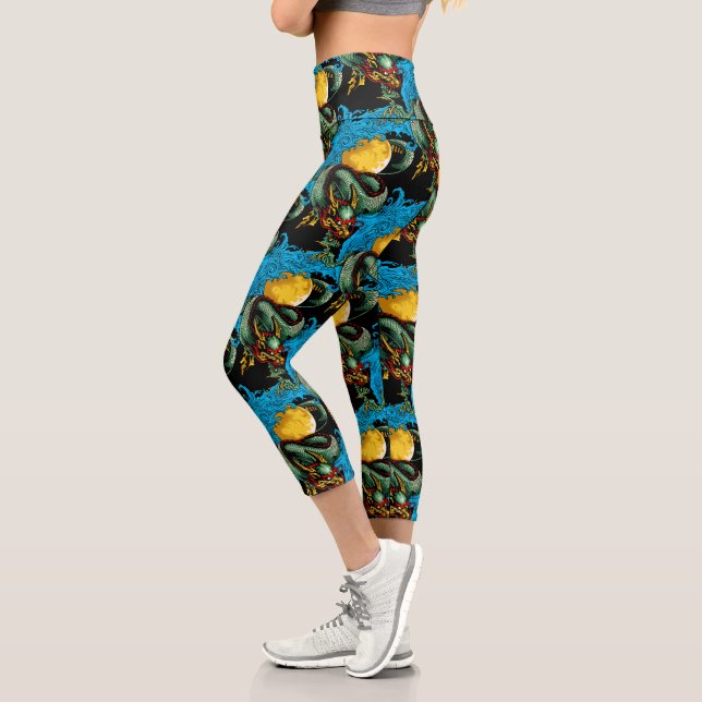 Japanischer Drache Tattoo Art Water Dragon Capri L Leggings (Links)
