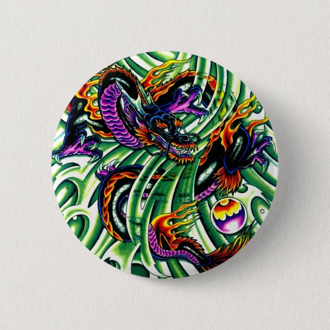 Japanischer Drache Tattoo Button (Vorderseite)