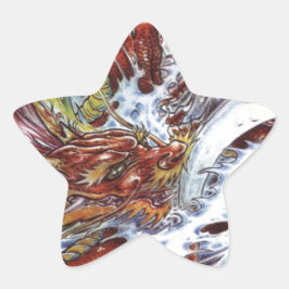 Japanischer Drache Tattoo Design Stern-Aufkleber