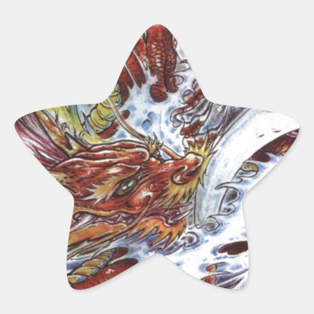 Japanischer Drache Tattoo Design Stern-Aufkleber (Vorderseite)