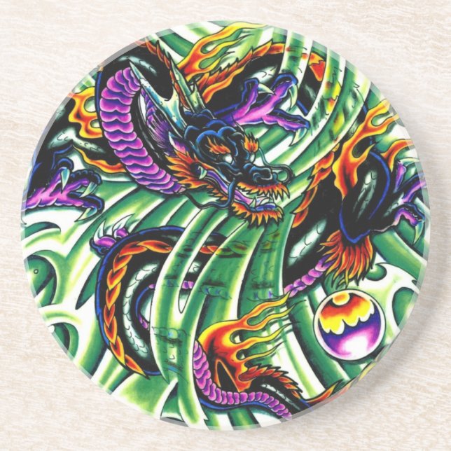 Japanischer Drache Tattoo Getränkeuntersetzer (Vorne)