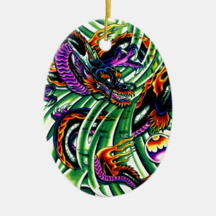 Japanischer Drache Tattoo Keramik Ornament