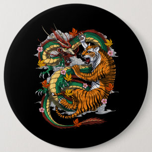 Japanischer Drache Tiger Battle Button