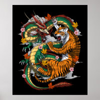 Japanischer Drache Tiger Battle