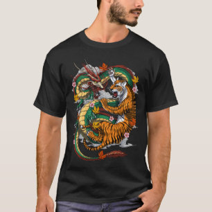 Japanischer Drache Tiger Battle T-Shirt
