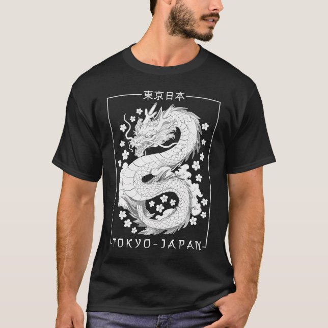 Japanischer Drache Tokyo Japan 80er Jahre Asiatisc T-Shirt (Vorderseite)