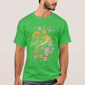 Japanischer Drache und Drache mit Kirschblüte und T-Shirt