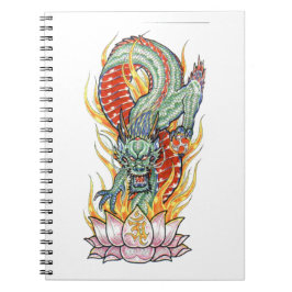Japanischer Drache und Lotusblume Notizblock