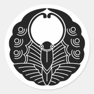 Japanischer Familienwappen-Butterfly Runder Aufkleber