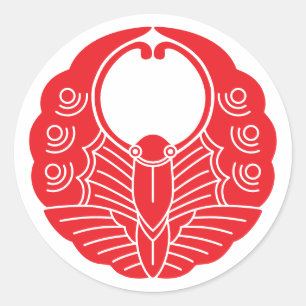 Japanischer Familienwappen-Butterfly Runder Aufkleber