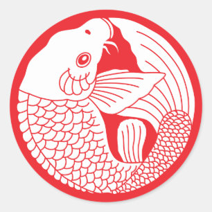 Japanischer Familienwappen-Carp Runder Aufkleber