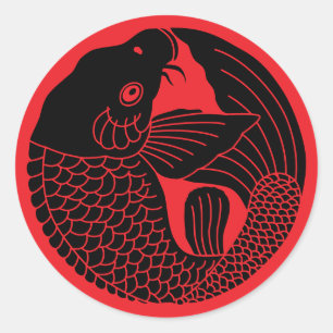 Japanischer Familienwappen-Carp Runder Aufkleber