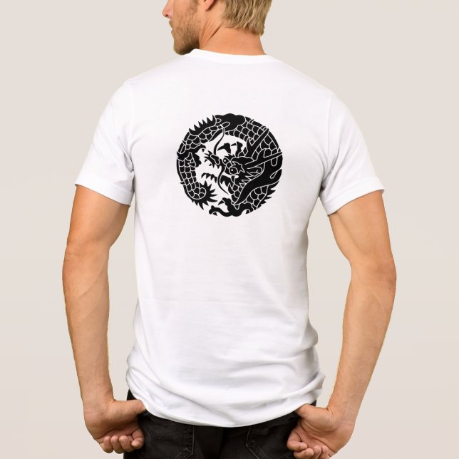 Japanischer Familienwappen-Drache Tri-Blend Shirt (Rückseite)