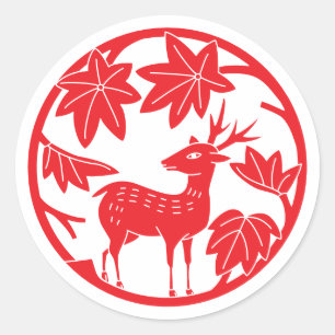 Japanischer Familienwappen-Japanischer Ahorn und H Runder Aufkleber