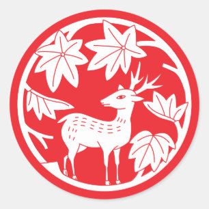 Japanischer Familienwappen-Japanischer Ahorn und H Runder Aufkleber