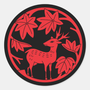 Japanischer Familienwappen-Japanischer Ahorn und H Runder Aufkleber