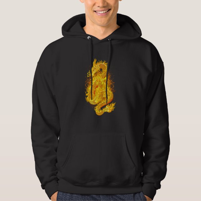 Japanischer Feuerdrache traurige Ästhetik Edgy Str Hoodie (Vorderseite)