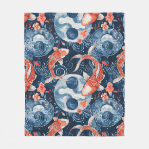 Japanischer Fisch in Wasserfarbe Fleecedecke