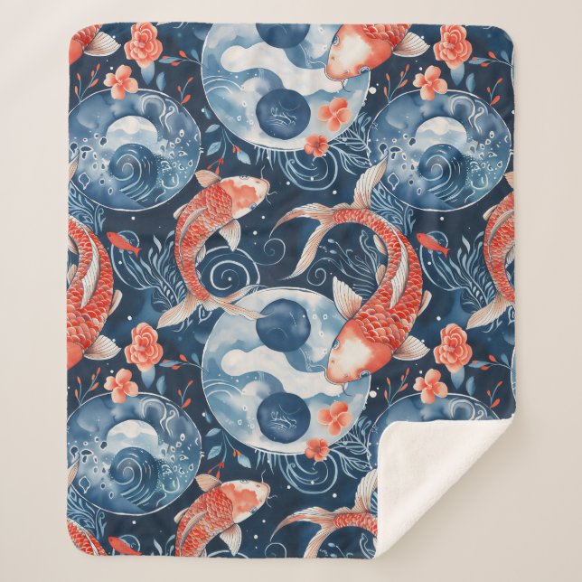 Japanischer Fisch in Wasserfarbe Sherpadecke (Vorderseite)