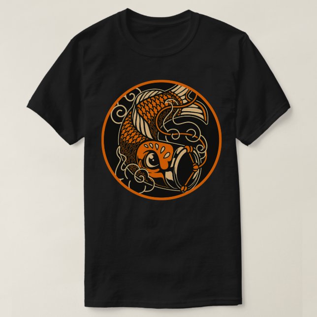 Japanischer Fisch Koi Nobori Black Classic TShirt (Design vorne)