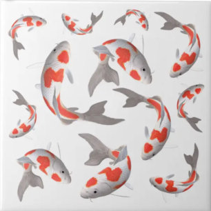 Japanischer Fisch Koi orange und weiß asiatischer Fliese