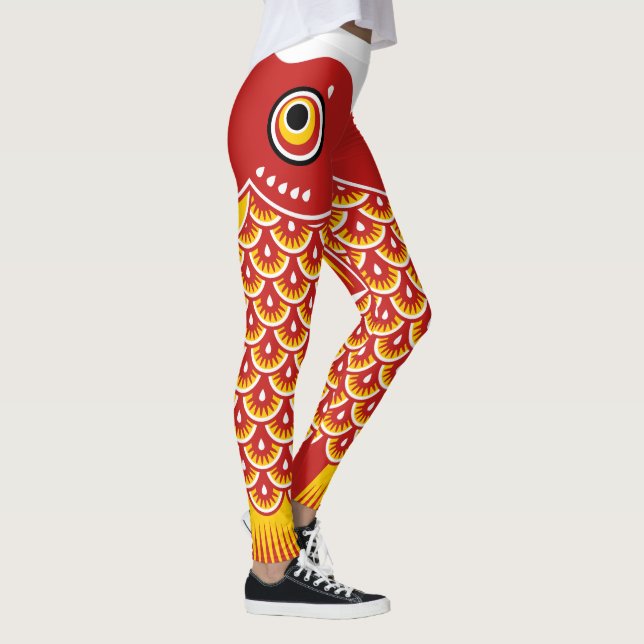 Japanischer Fisch Koinobori Gemustert Leggings (Rechts)
