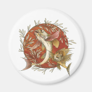 Japanischer Fliegender Fisch und Bambusblätter Vin Magnet