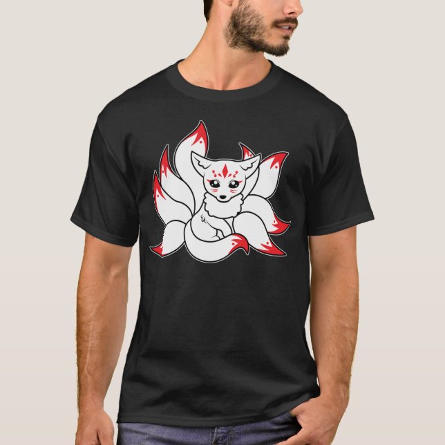 Japanischer Fox Niedlich Funny Kitsune Kami Anime  T-Shirt (Vorderseite)