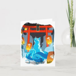 Japanischer Fox und Pagoda Dankeschön Karte