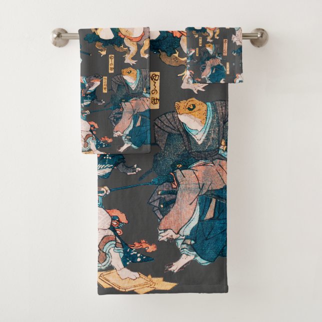Japanischer Frog ukiyo-e Froggies Badhandtuch Set (Insitu)