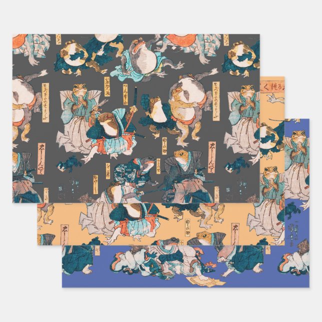Japanischer Frog ukiyo-e Froggies Geschenkpapier Set (Set)