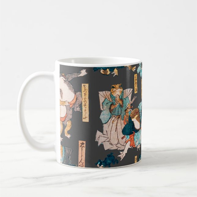 Japanischer Frog ukiyo-e Froggies Kaffeetasse (Links)