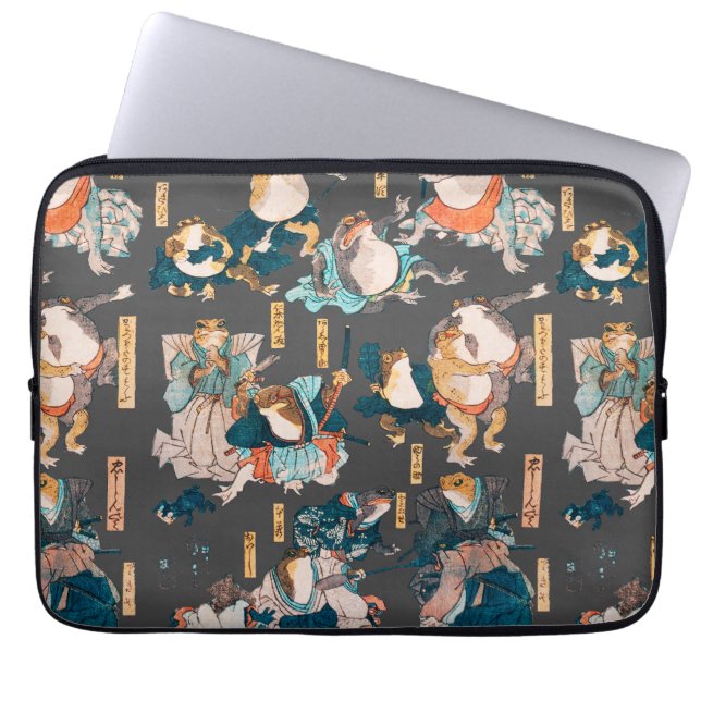 Japanischer Frog ukiyo-e Froggies Laptopschutzhülle (Vorderseite)