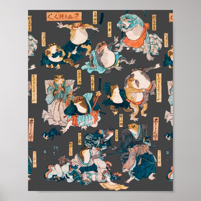 Japanischer Frog ukiyo-e Froggies Poster (Vorne)