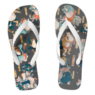 Japanischer Frosch-Holzschnitt Kuniyoshi Ukiyo-e Flip Flops