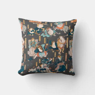 Japanischer Frosch-Holzschnitt Kuniyoshi Ukiyo-e Kissen