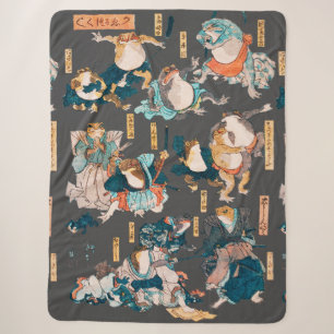 Japanischer Frosch-Holzschnitt Kuniyoshi Ukiyo-e Sherpadecke