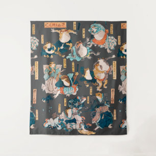 Japanischer Frosch-Holzschnitt Kuniyoshi Ukiyo-e Wandteppich
