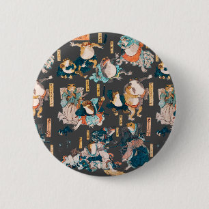 Japanischer Frosch Holzschnitt ukiyo-e Anime-Held Button