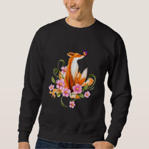Japanischer Fuchs Kirschblüten-Blumen-Aquarell Sa Sweatshirt