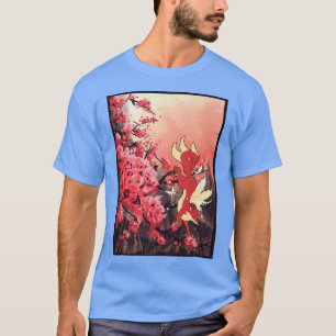 Japanischer Fuchs Kirschblüten Sakura-Blüte Vintag T-Shirt