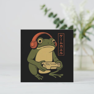 Japanischer Gamer Frosch Lustig Vintage Gaming  Einladung