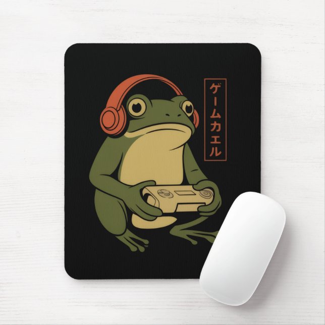 Japanischer Gamer Frosch Lustig Vintage Gaming  Mousepad (Mit Mouse)